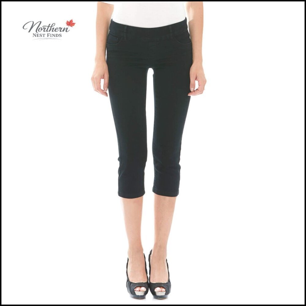 Mid Rise Pull On Stretch Denim Capris Skinny Fit